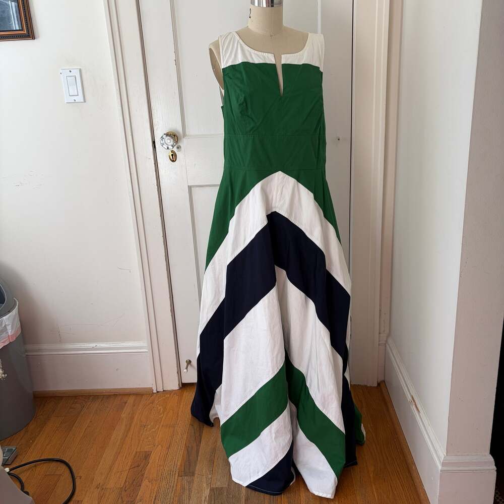 eShakti Chevron Stripe Colorblock Maxi Dress Size 12